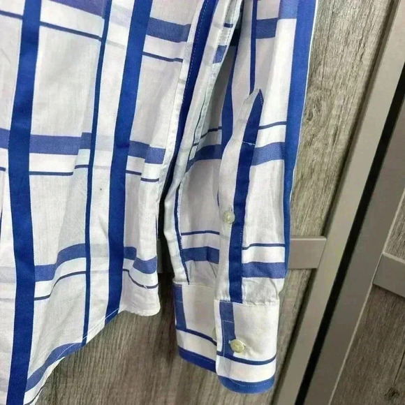 Etro Button Down Shirt Sz 41 White and Blue Dressy Preppy Designer - Picture 5 of 6